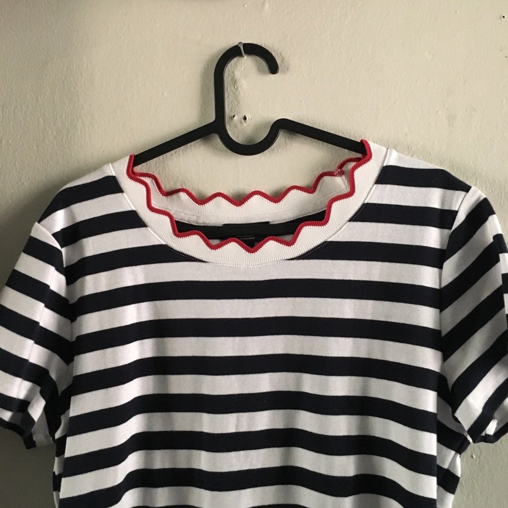 Statement Collar Striped Top Office Chic